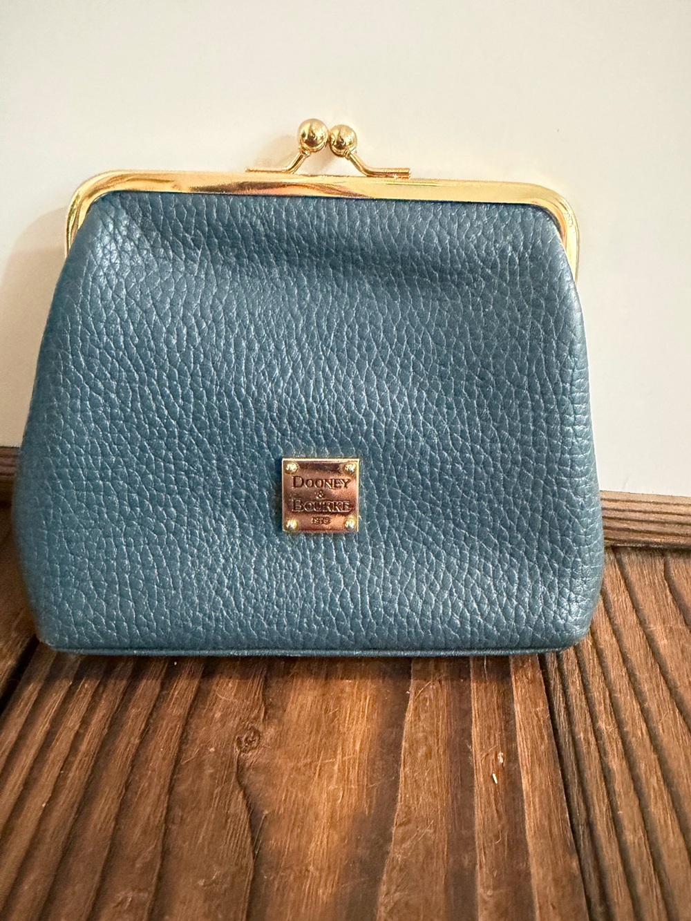 Dooney & Bourke Teal Leather KISS Clasp Wallet